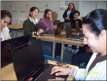Women at a Latino Community Foundation computer training