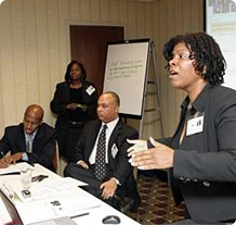 4 people from the California Black Chamber of Commerce give a presentation