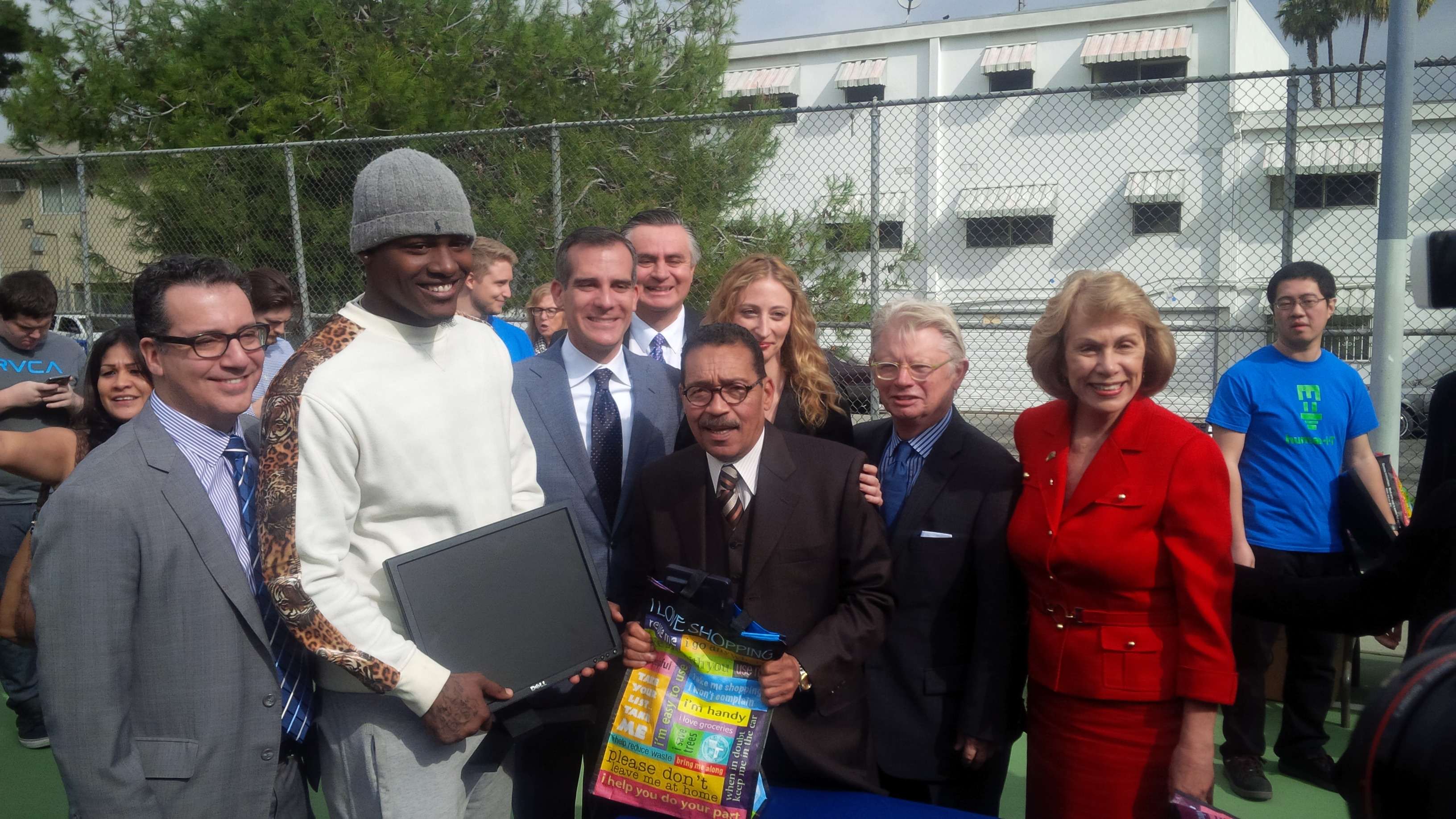 Los Angeles Cleantech Incubator Refurbished Computer Giveaway Event with Mayor Garcetti, Councilman Wesson, and Sunne McPeak