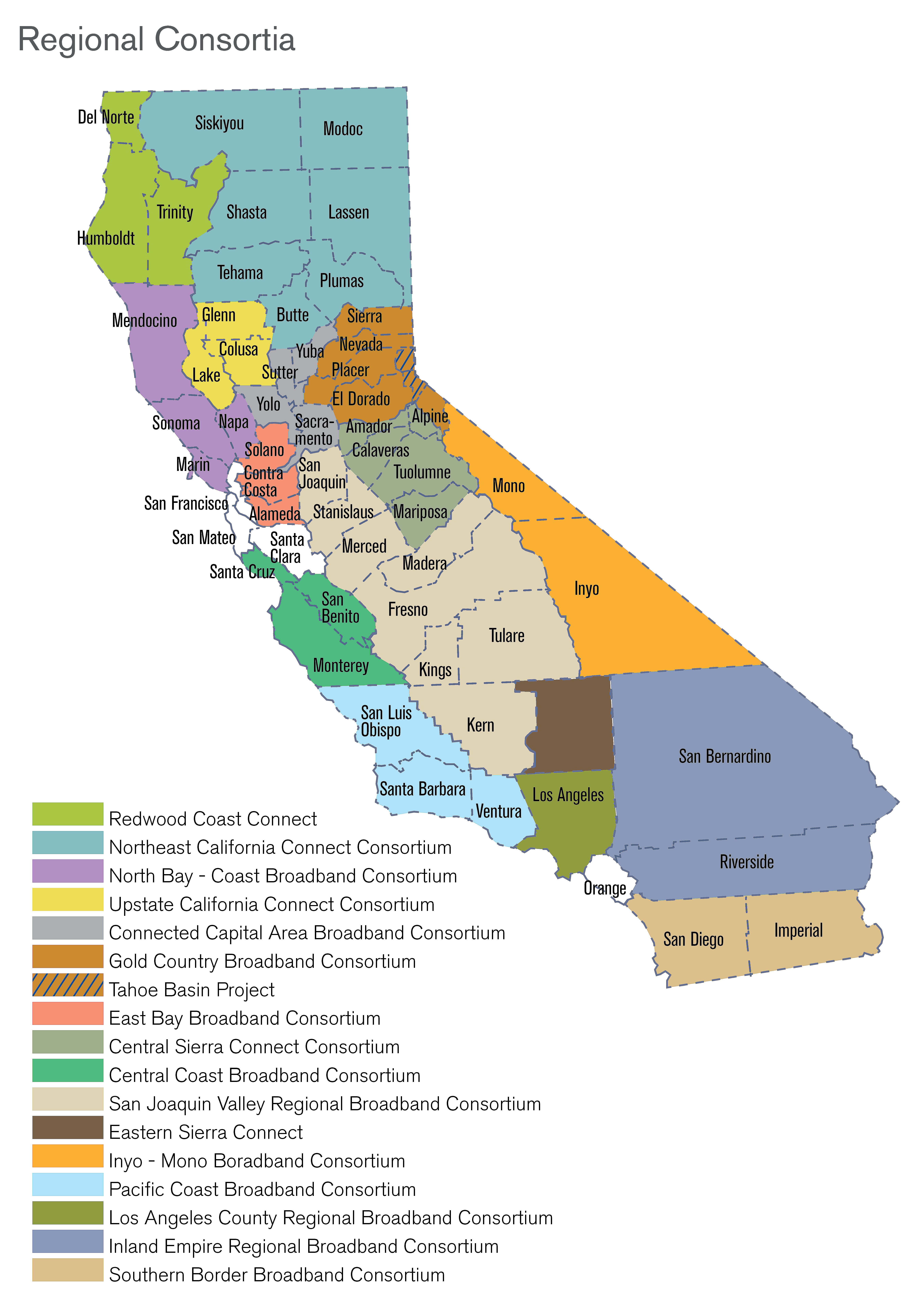 Map of California Regional Consortia