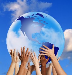 Hands holding the globe Hands holding the globe