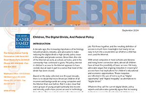 Children, The Digital Divide, And Federal Policy