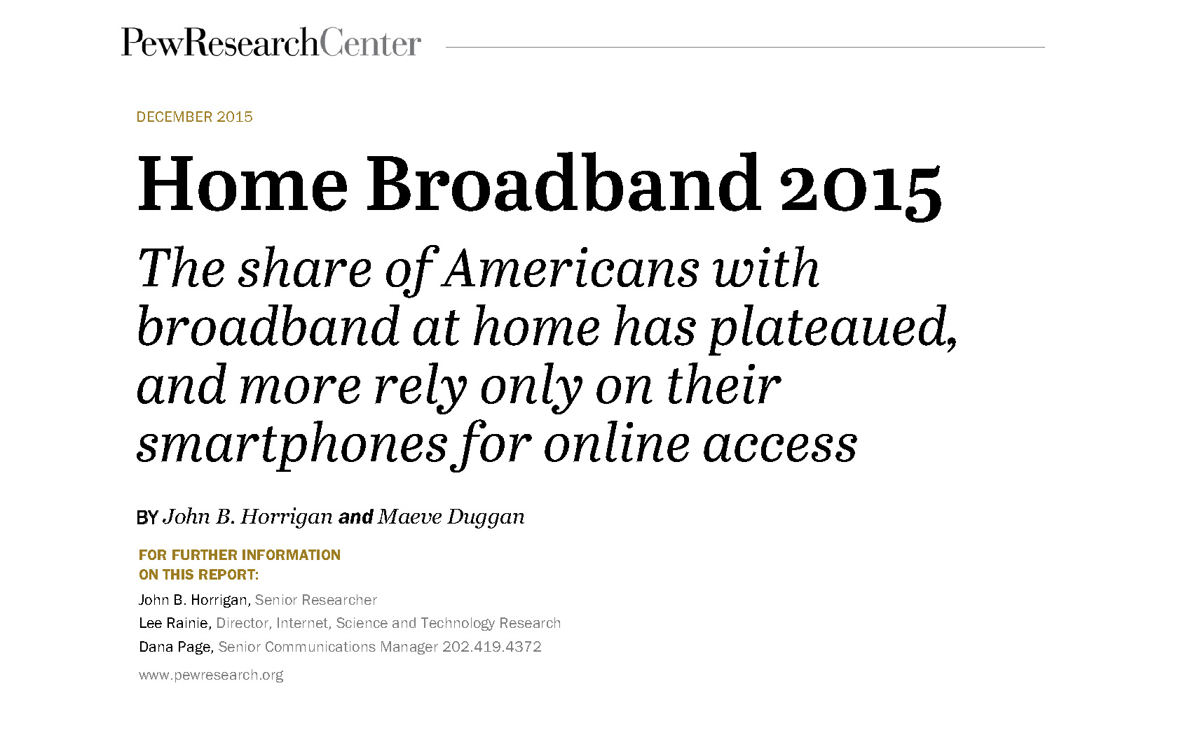 Home Broadband 2015 Pew