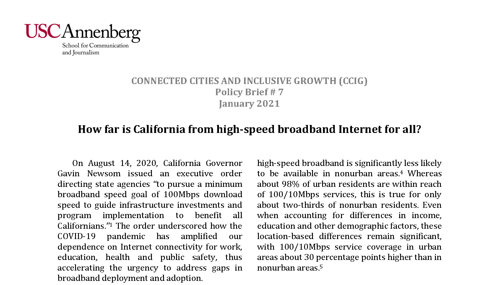 How Far is California From High-Speed Broadband Internet for All?
